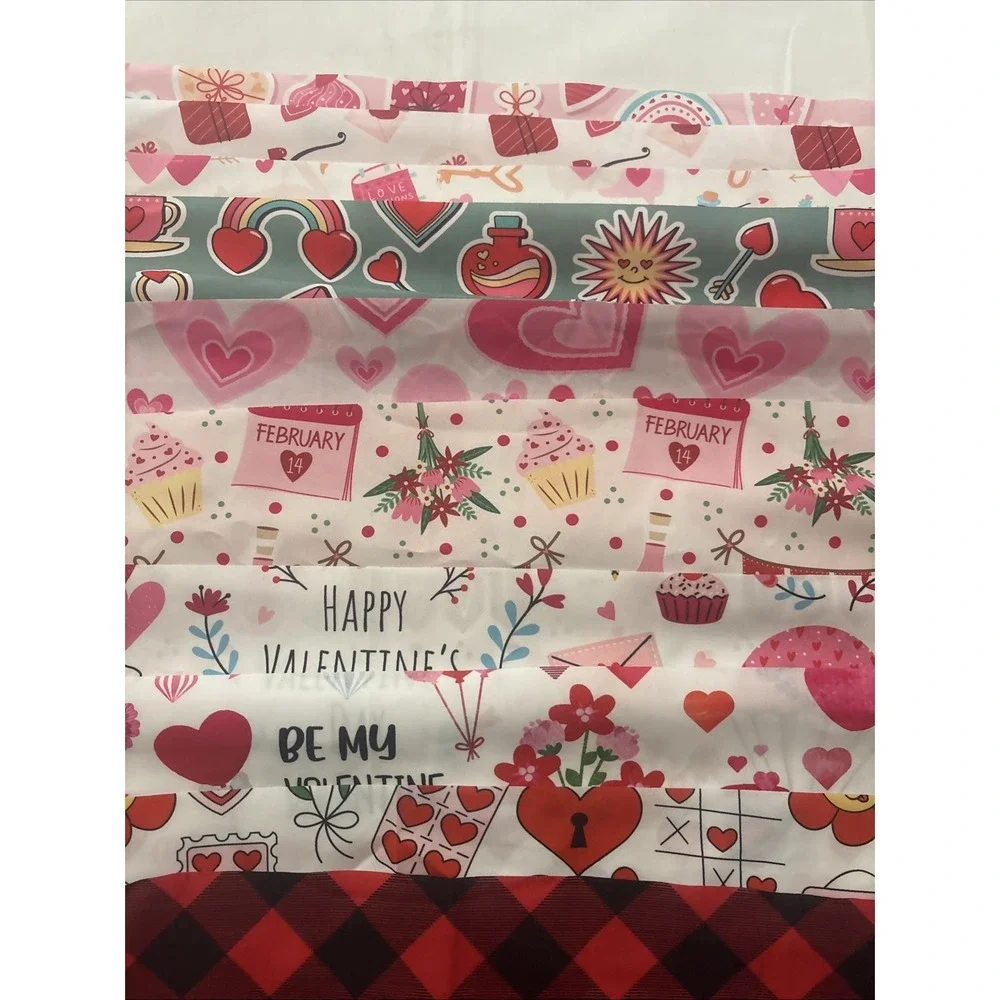 Dog Bandanas Valentines Day Lot Of 10 Small 25 X 17 Inches Buffalo Plaid Hearts